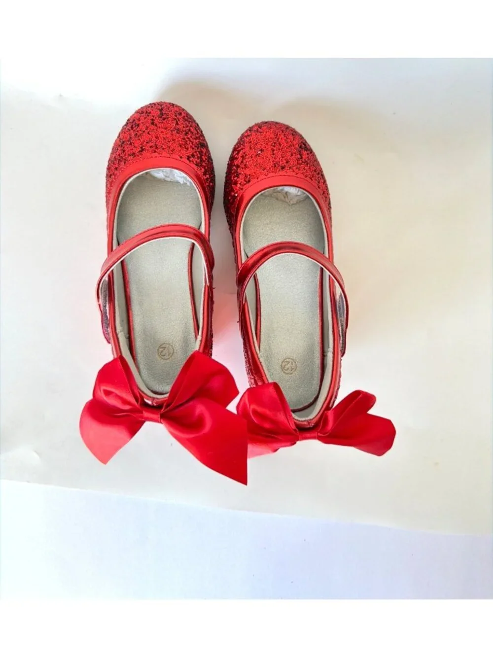 Red Glitter Dress Shoes Mary Janes Princess Heels Toddler Size 12